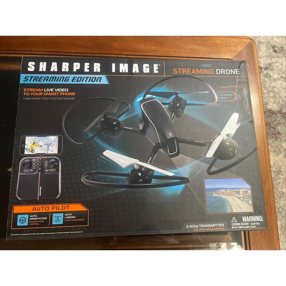 Sharper Image Video Streaming Drone 2.4 GHz LED Lights Auto Pilot 250 Ft Range